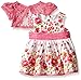 Youngland Baby Girls' Floral Print Dress with Crochet Lace Cardigan