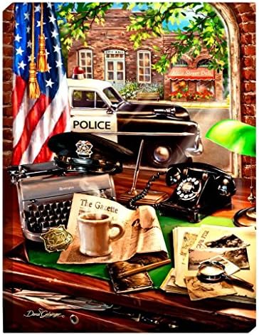 Glow Decor 00629 - 18" x 24" x 1.6" "Hometown Hero Police" Battery Operated LED Lighted Canvas with Remote