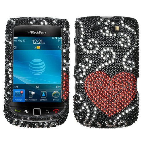 For BlackBerry Torch 9800 AT&T Diamante Crystal Bling Protector Case – Curve Heart
