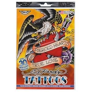 Ed Hardy Temporary Tattoos, Style 2 of 3, Bag of 30 Tattoos