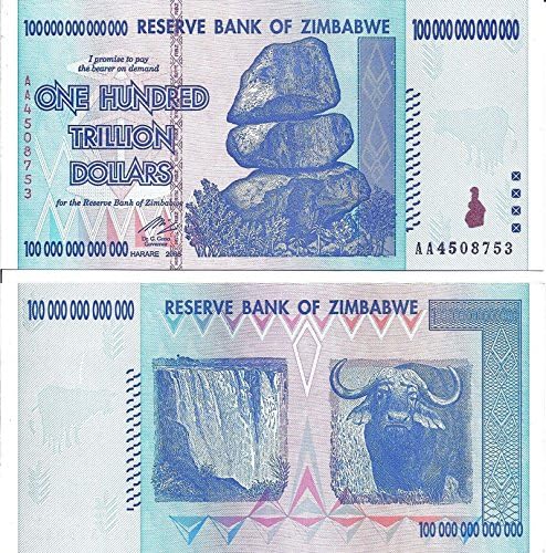 Zimbabwe 100,000,000,000,000 Dollar Bill