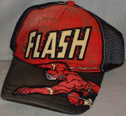  DC Comics FLASH Mesh Embroidered Adj Baseball Cap HAT
