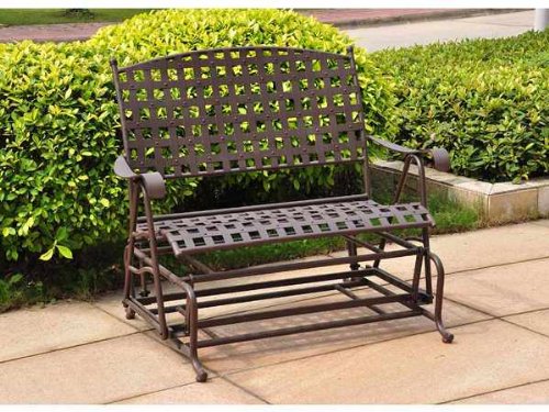 SANTA FE IRON PORCH DOUBLE GLIDER in BROWN - PATIO FURNITURE