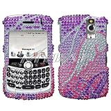 Sparkling Pink Angel Wing Full Diamond Rhinestone Snap on Hard Skin Cover Case for Blackberry Curve 8300 8310 8330 + Microfiber Cell Phone Bag