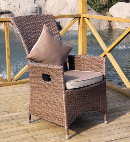 Ambientehome 63463AM Verstellbarer Sessel Princess, Polyrattan, dunkelbraun