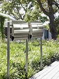 Produkt-Bild: Design Doppel Briefkasten / Standbriefkasten aus Edelstahl f&uuml;r Montage am Haus, Edelstahlbriefkasten f&uuml;r Briefkastenanlage mit Zeitungsfach, US Post / Mail Box - Briefk&auml;sten - B-Ware