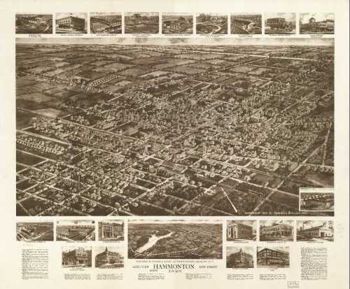 Aero view of Hammonton, New Jersey 1926., large historic panoramic map reprint 43x36