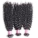 ALI JULIA 3 Bundles Brazilian Virgin Curly Hair Weave 7A Grade 100% Unprocessed Human Hair Weft Extensions Natural Color 95-100g/pc Mixed Length