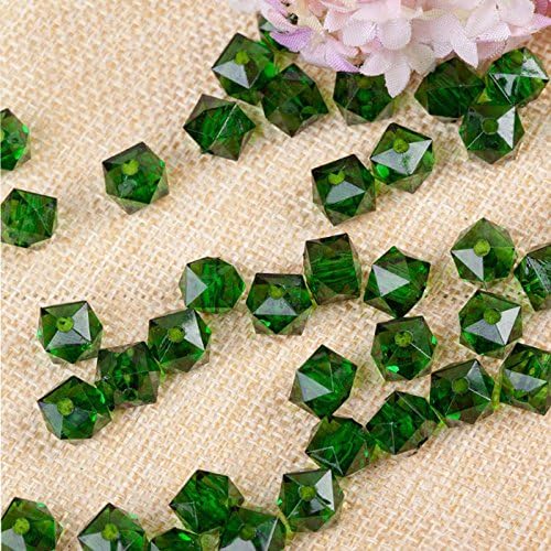 50 PCs Beading Supplies, Square Beads Transparent Beads DIY Acrylic Beads Beaded Loose Beads, Beading Jewelry Making, 10 mm (Dark Green)