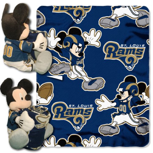 Disney/NFL St. Louis Rams Mickey Character Shaped Pillow with 40-Inch-by-50-Inch Fleece Throw Set