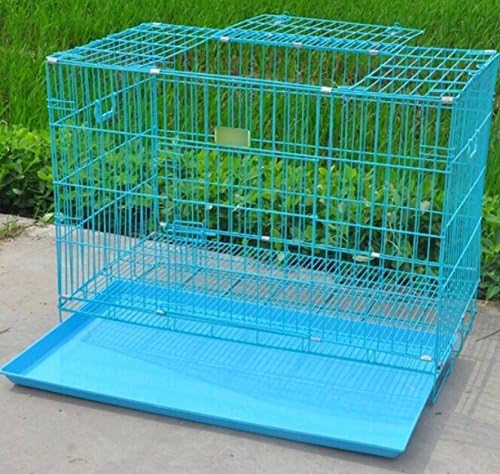 2 Door FOLDABLE METAL WIRE DOG CAGE DOG CRATE KENNEL SUITCASE ABS TRAY in blue 48"