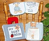 布絵本MY  QUIET  BOOK　NEW ENGLISH VERSIONブルーストライプ&ベビーズバッグ ベア&バルーン　　おまけ付きベルクロビブ  おめでとうギフトセット