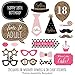 Chic 18th Birthday - Pink, Black and Gold - Birthday Party Photo Booth Props Kit - 20 Count