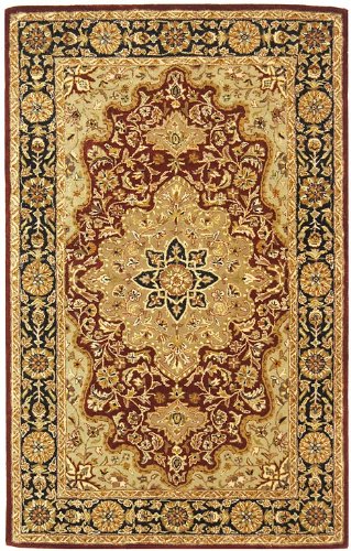 Safavieh HG760B Heritage Collection 5-Feet by 8-Feet Handmade Hand-spun Wool Area Rug, Red and Black