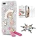 STENES Bling Case Compatible with iPhone 7 Plus/iPhone 8 Plus - Stylish - 3D Handmade [Sparkle Series] Pink Fan Tassel Flowers Design Cover with Screen Protector [2 Pack] - White