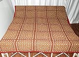 Stylish Block Print Mirror & Thread Work Cotton Double Bed Sheet Bedspread