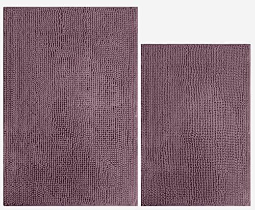 South Coast 2 Piece Bathroom Rug Set (Rectangle Bath Mat &amp; Toilet rug)-Muted plum (Purple)