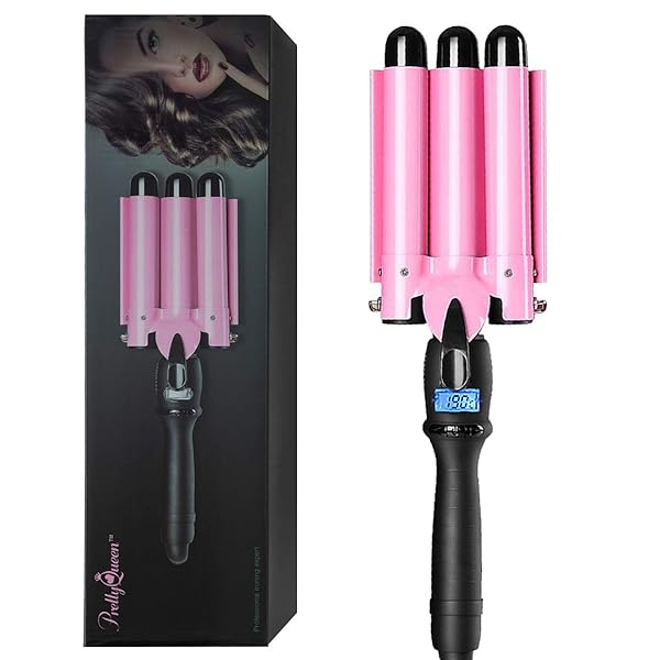 Triple Barrel Curling Iron 3 Barrel Pink Crimper Wave Iron Beach