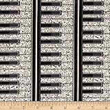 All Amped Up Piano Key Stripe Cream Fabric By The Yard