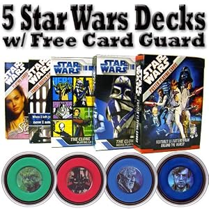 5-Pack of Star Wars Themed Playing Cards W/ Free Star Wars Card Guard