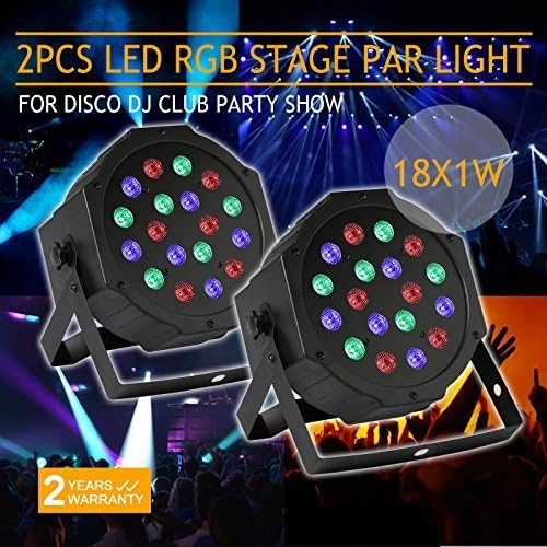 XeeStore Stage Lights Stage Lighting Packages 2PCS 18 X 1W Led Stage Lighting DMX512 for Party DJ Club