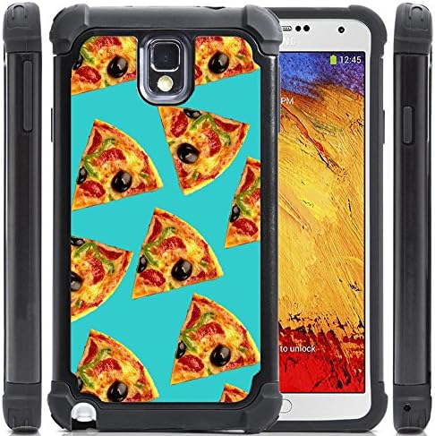 Samsung Galaxy Note 3 Case For Girls [CorpCase] - Aqua Pizza Pattern Cool Hipster - Girly Cool Trendy Cover Skin with Protective Hybrid Armor Hard Defender Case Made of HIGH GRADE PLASTIC &amp; Silicone Rubber [Fits Note 3 III N9005 N9000]