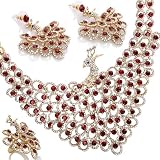 Red Peacock style Wedding Jewellery Set, Necklace, earrings and ring. Indian Bridal Jewelry style by janoejewels. 2 gorgeous colour combinations.