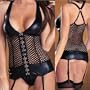 Cire and Honeycomb Bustier (with Hose) in Plus Sizes 1x 2x 3x Black