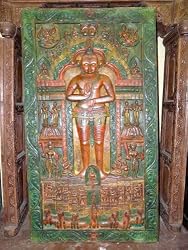 Handcarved Sun God Door Wall Panel with Beautiful Patina and Intricate Detailing 84"
