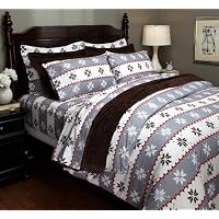 Pinzon 160-Gram Printed Flannel Duvet Cover, Swiss Bliss Gray