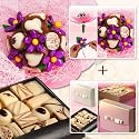 INNOCENCE Romantic Gift for Her (25 Pieces: 1 Bouquet-5 Edible Chocolate Flowers + 8 Fine White Chocolates AND 1 Ballotin-12 White Chocolates)