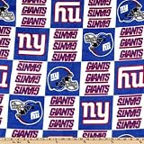 60'' Wide NFL Fleece New York Giants Squares Blue/White Fabric By The Yard