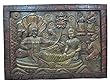 Carved Wooden Wall Panel Architectural Lord Vishnu and Goddess Laxmi Wall Hanging India