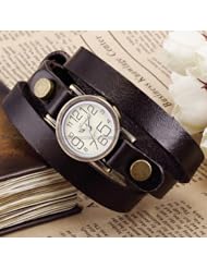 Ailisha Bronze Lady Wrap Bracelet Bangle Coffee Leather Quartz Wrist Watch WAA384