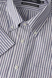 Pure Cotton Quick Iron Short Sleeve Striped Oxford Shirt