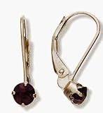 January 10 Karat Yellow Gold 4mm Garnet Leverback Gem Earrings