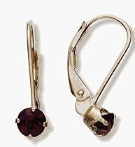 January 10 Karat Yellow Gold 4mm Garnet Leverback Gem Earrings