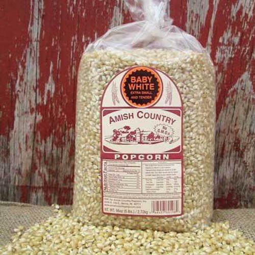 6 lb Bag Baby White Gourmet Non-GMO Amish Country Popcorn 6 Pounds Total Pop Corn