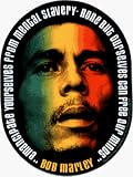 Bob Marley - Emancipate Yourself From Mental Slavery Oval Sticker / Decal with Tri-Color Face