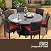 TK Classics Venice 60 Inch Outdoor Patio Dining Table with 6 Armless Chairs Terracotta