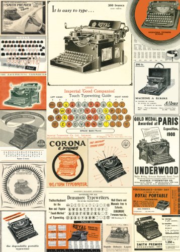 Cavallini & Co. Vintage Typewriters Decorative Decoupage Poster Wrapping Paper Sheet