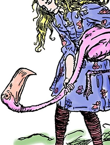 11x14 Alice in Wonderland Decorations, Alice and the Pink Flamingo, Borderless Closeup. Size: 11x14 Inches