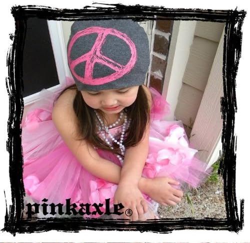 Pink Axle Infant/Toddler Hats (Small 0-6 Months, Gray with Pink Peace)