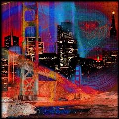 Poster 30 x 30 cm - "goldengate nightvision" von marcus-art - auch in anderen Gr��en und als Leinwandbild erh�ltlich