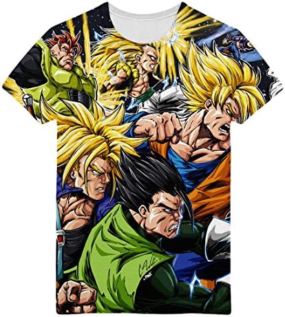 Chinkeyed Men's Digital Print Dragon Ball T-shirt Crew Neck Cotton Tee (XX-Large)