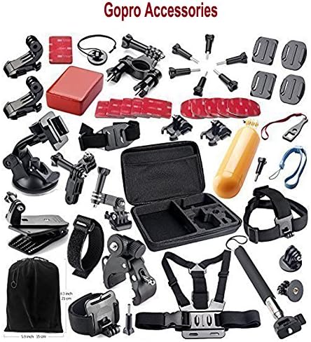 44 in 1 Gopro Accessories Kit Bundle for Gopro Hero 4, 3+, 3, 2, 1 Black Silver Sj4000, Sj5000 and Sj6000(44 in 1 Kit)