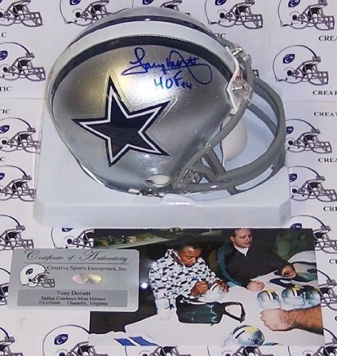 Tony Dorsett Autographed/Hand Signed Dallas Cowboys Mini Helmet with HOF 94 Inscription