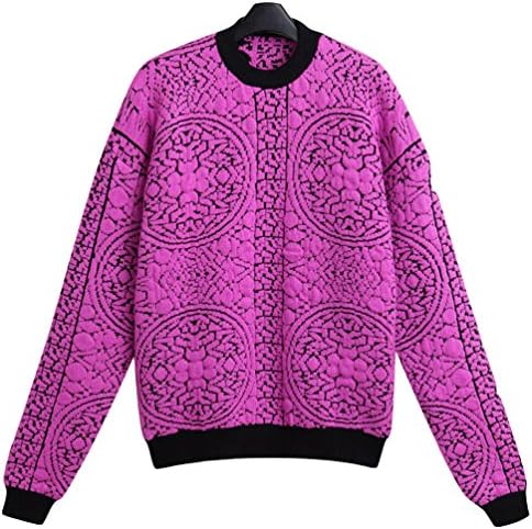 YUUJIUA Women's Casual Fit Slim Crewneck Embroided Knitwear Sweater