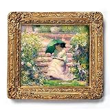 Review Laurel Ink 2011-1242 / Woman Reading in a Garden - Gold Frame Magnet with pop-out easel (2-3/4
