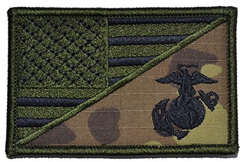 USA Flag / Marine Corps' EGA 2.25x3.5 Military Patch / Morale Patch - Multicam